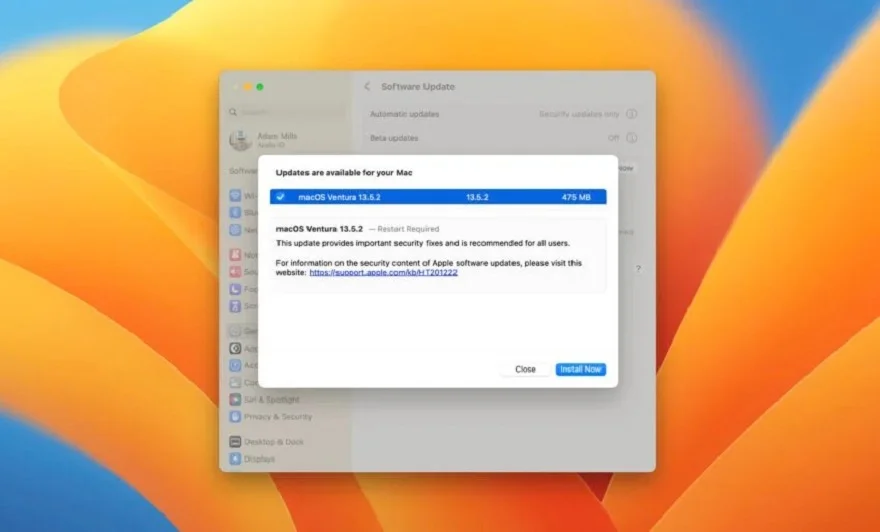bản cập nhật macOs Ventura 13.5.2