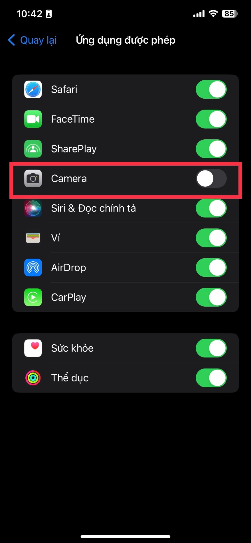 Cách vô hiệu hoá ứng dụng camera ở màn hình khoá 