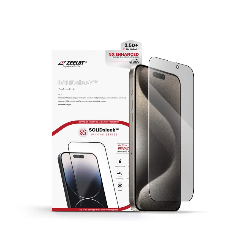 Cường lực chống nhìn trộm iPhone 15 Pro Max Zeelot Solidsleek