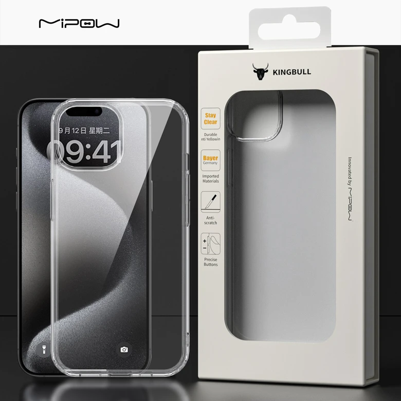 Ốp lưng iPhone 15 Plus Mipow Tempered Transparent Clear