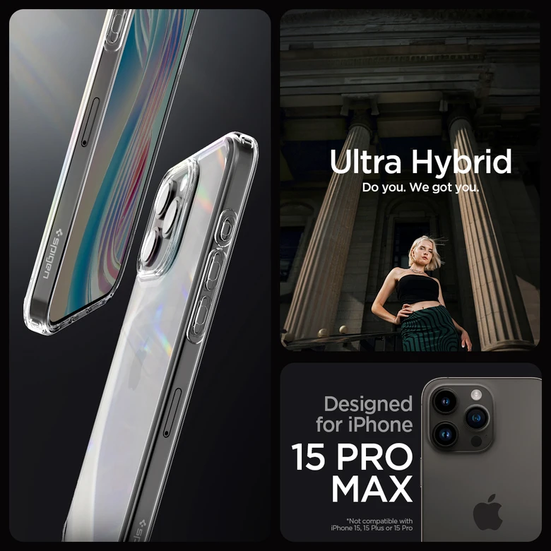 Ốp lưng iPhone 15 Pro Max Spigen Ultra Hybrid Crystal Clear