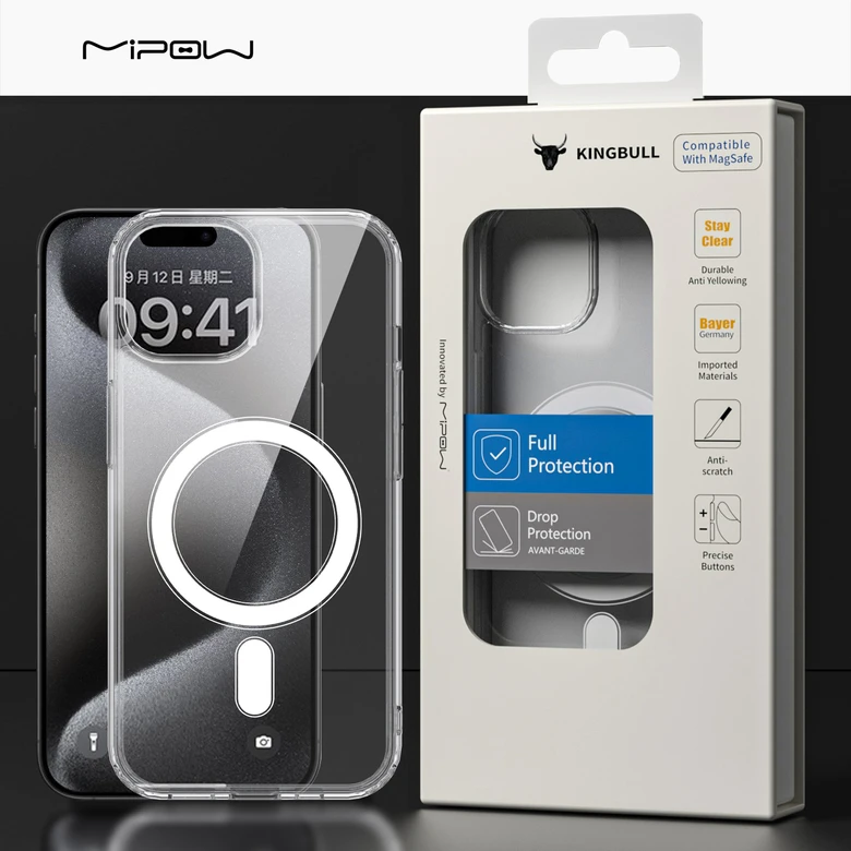 Ốp lưng Magsafe iPhone 15 Plus Mipow Transparent Clear