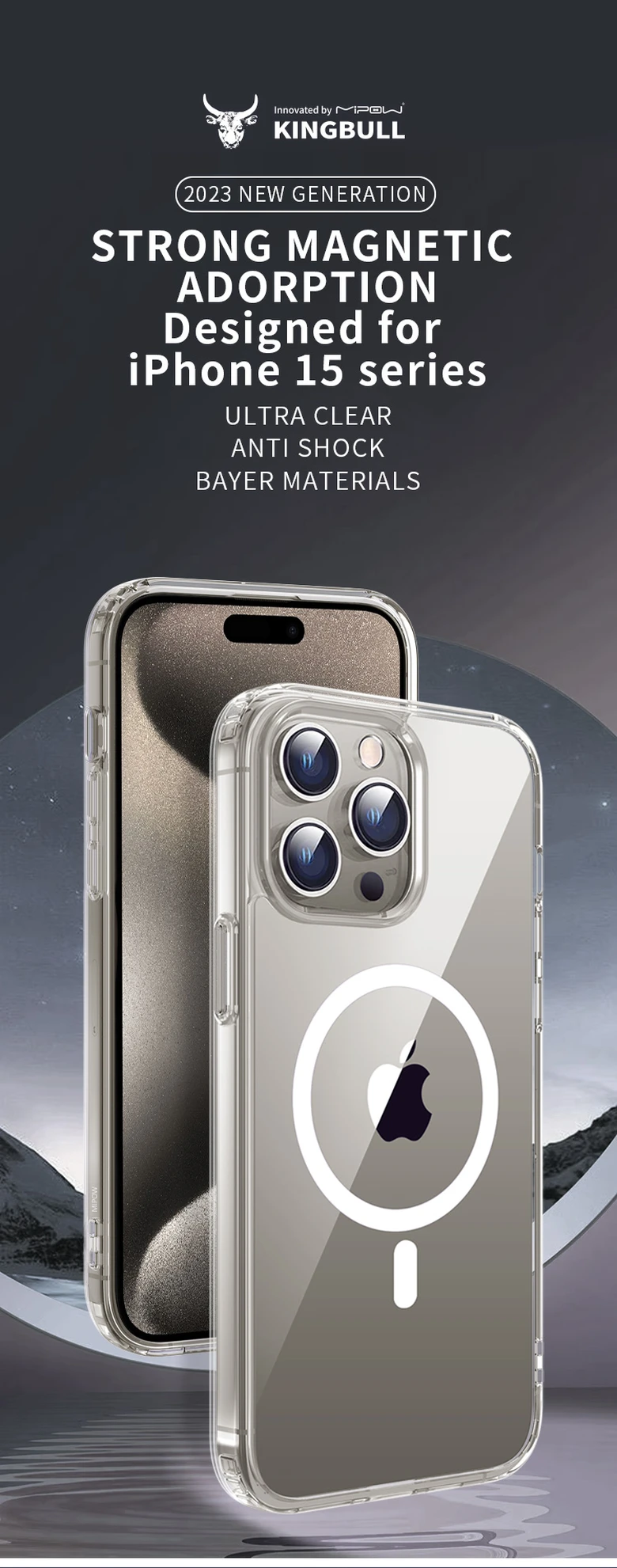 Ốp lưng Magsafe iPhone 15 Pro Max Mipow Transparent Clear