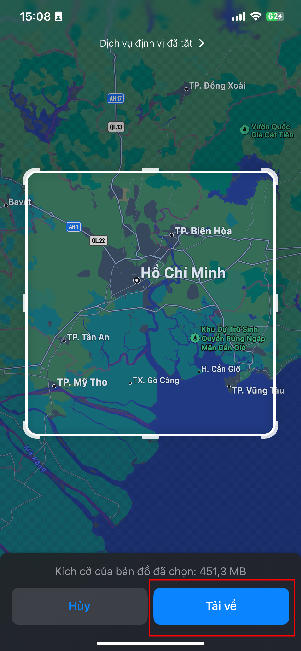 tải và quản lý bản đồ Apple Maps ngoại tuyến