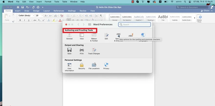 Tắt gạch chân đỏ trên MacBook