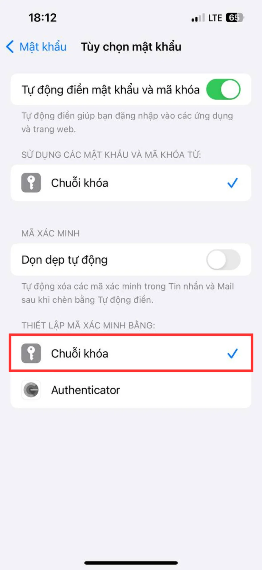 Chuyển Google Authenticator sang iCloud Keychain