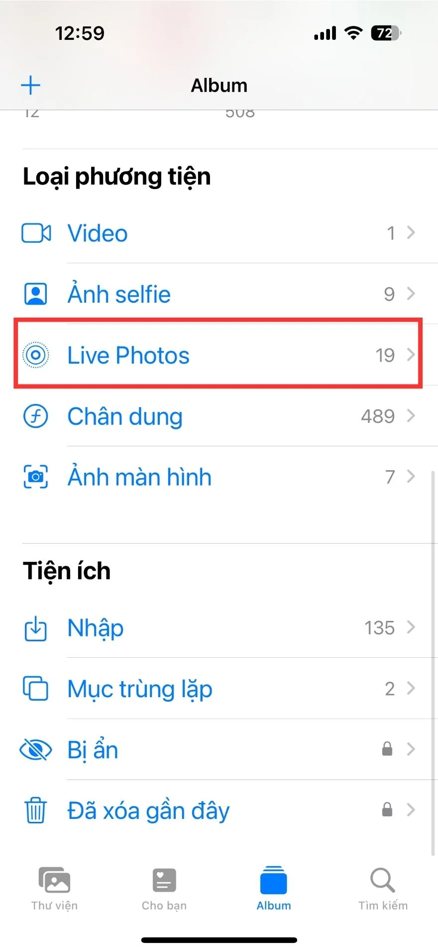 Chuyển Live Photos thành video