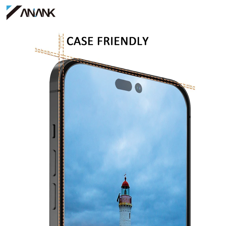 Cường lực iPhone 15 Pro Max ANANK trong suốt 2.5D (viền đen)