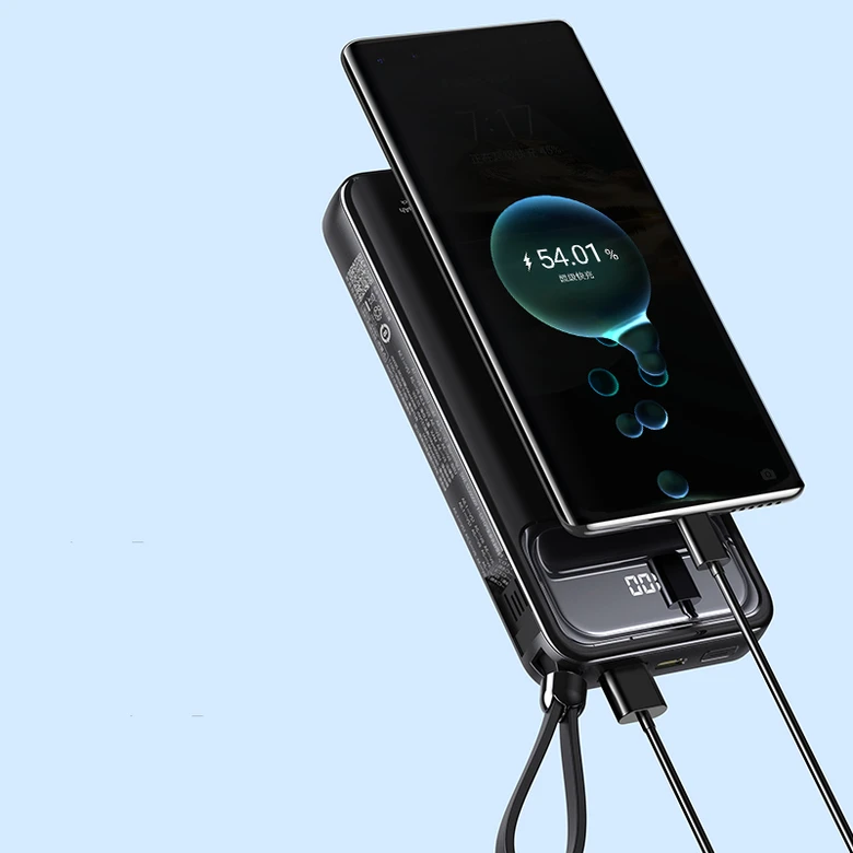 Pin sạc dự phòng Pisen 10.000 mAh 22.5W tích hợp 4 cáp sạc