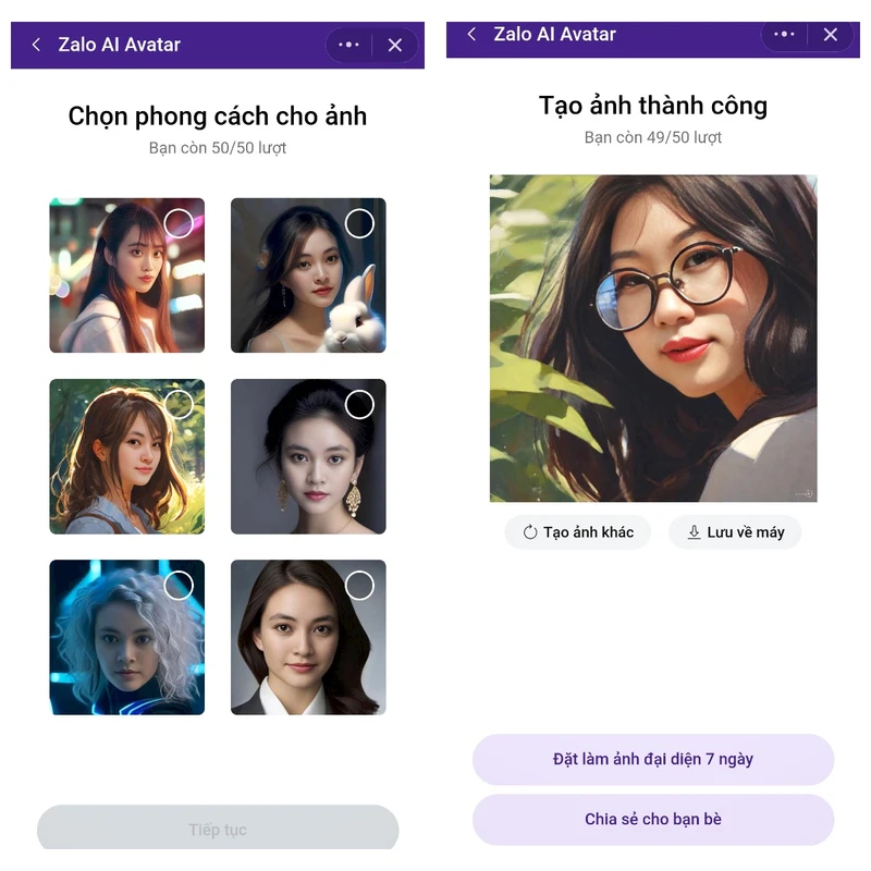 tạo ảnh đại diện bằng Zalo AI-5