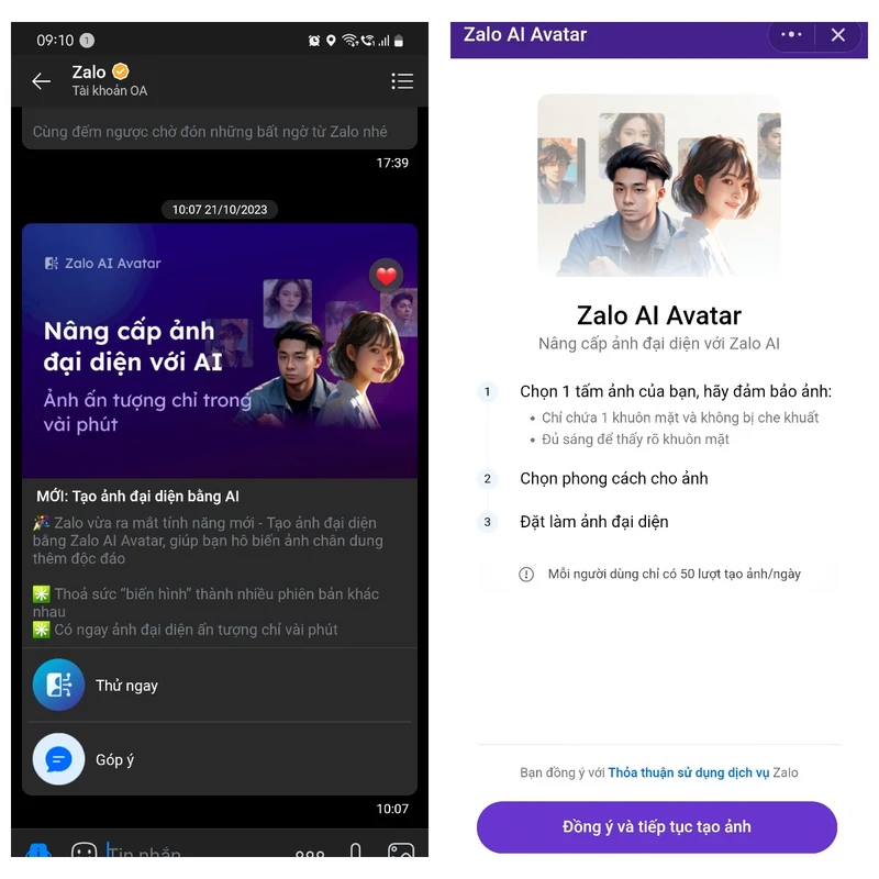 tạo ảnh đại diện bằng Zalo AI-3