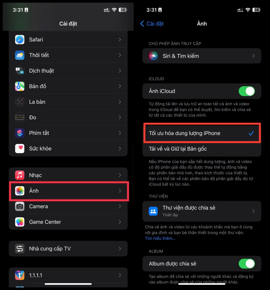 Tối ưu hóa dung lượng trên iPhone hoạt động như thế nào