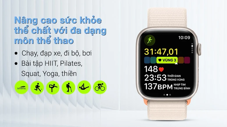Apple Watch S9 LTE 45mm Viền Nhôm Dây Vải - Chính hãng VN/A