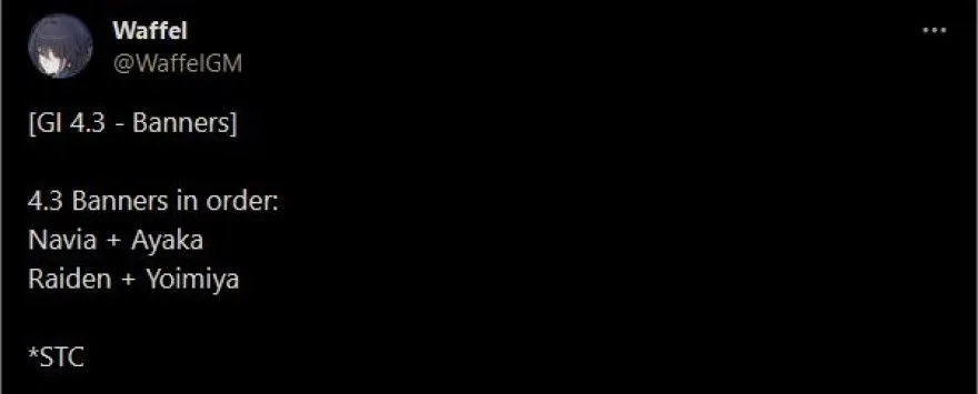 biểu ngữ Genshin Impact 4.3