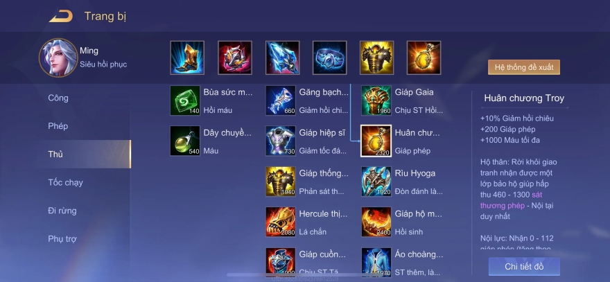 cách build tướng Ming Liên Quân Mobile