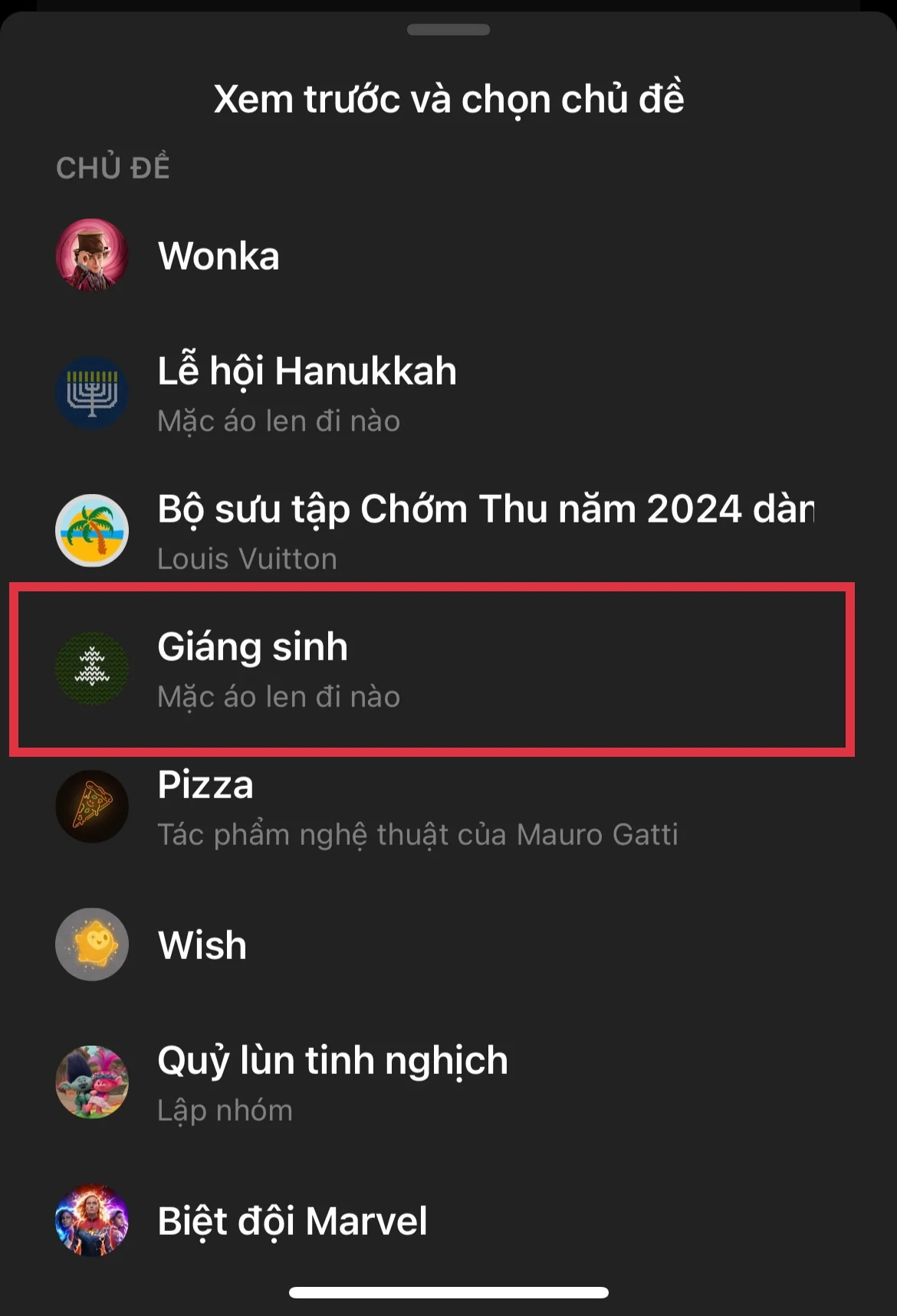 Cách đổi chủ đề Messenger đón Giáng Sinh cực nhanh
