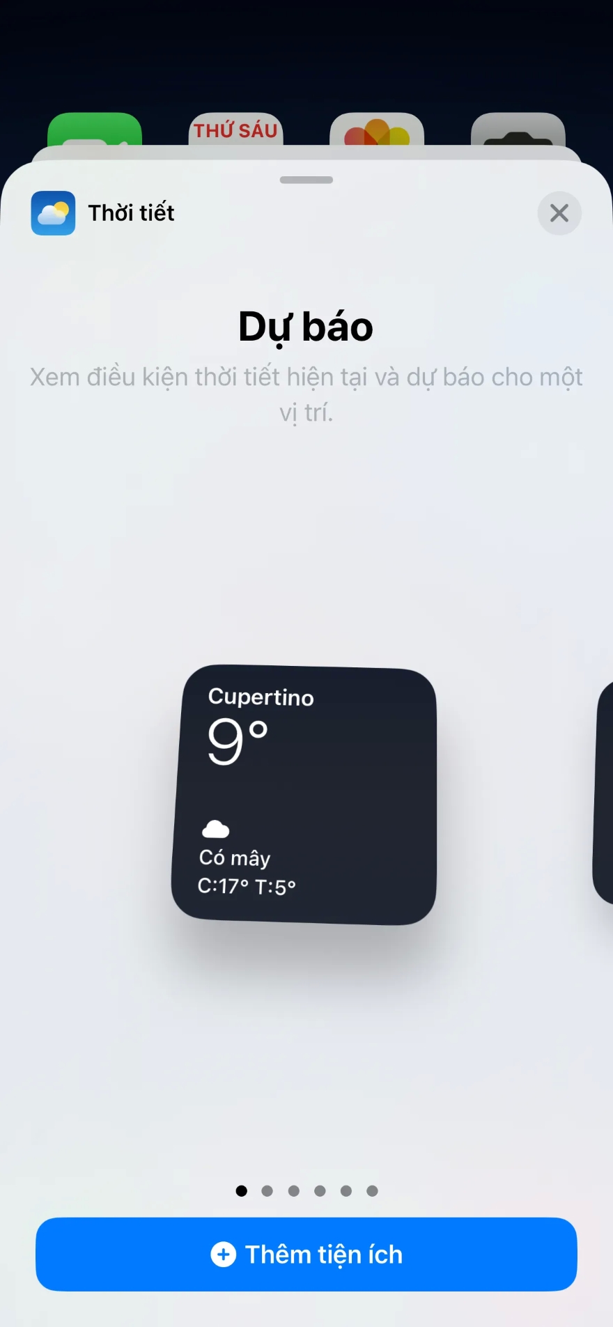 cách sử dụng tiện ích thời tiết trên iOS 17.2