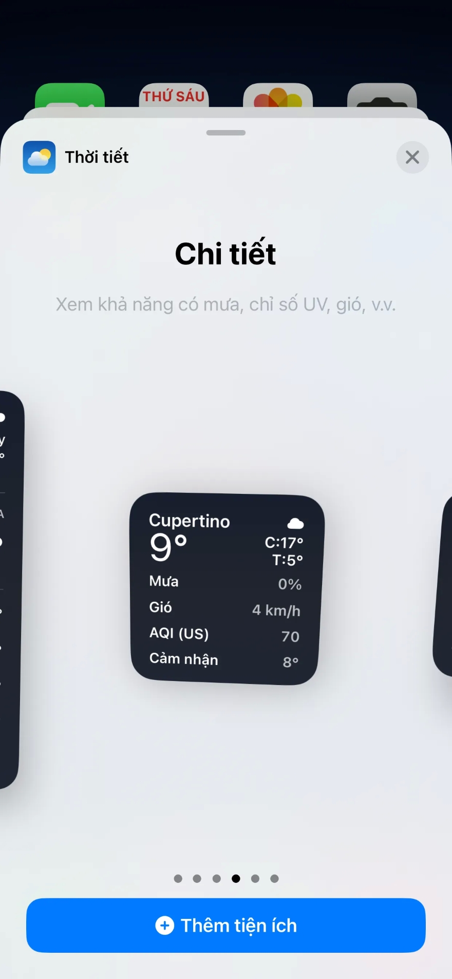 cách sử dụng tiện ích thời tiết trên iOS 17.2