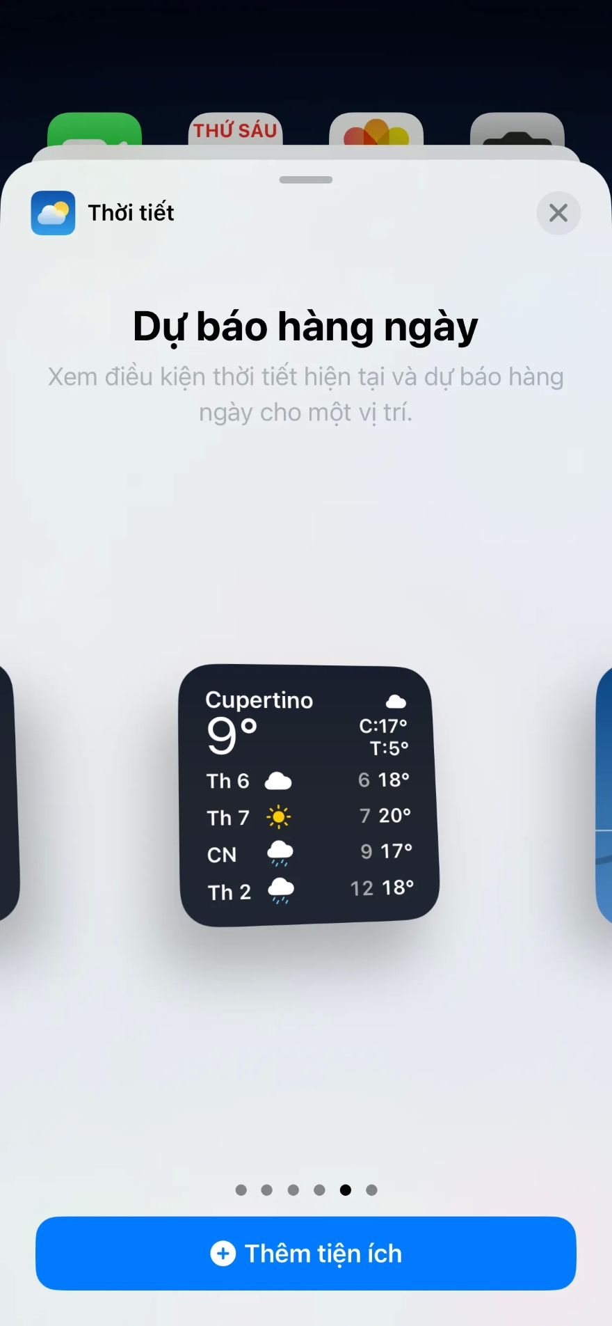cách sử dụng tiện ích thời tiết trên iOS 17.2