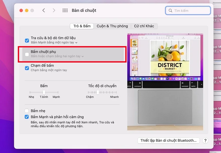 Điều chỉnh trackpad MacBook 