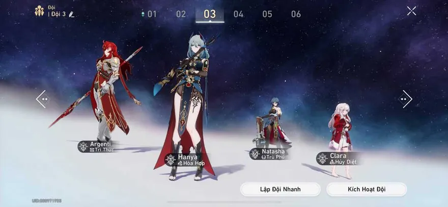 Đội hình Mono Honkai: Star Rail