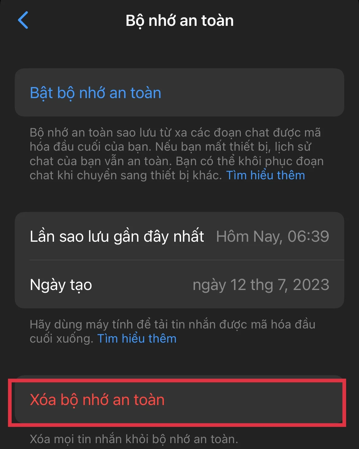 Cách tắt bộ nhớ an toàn trên Messenger cực nhanh