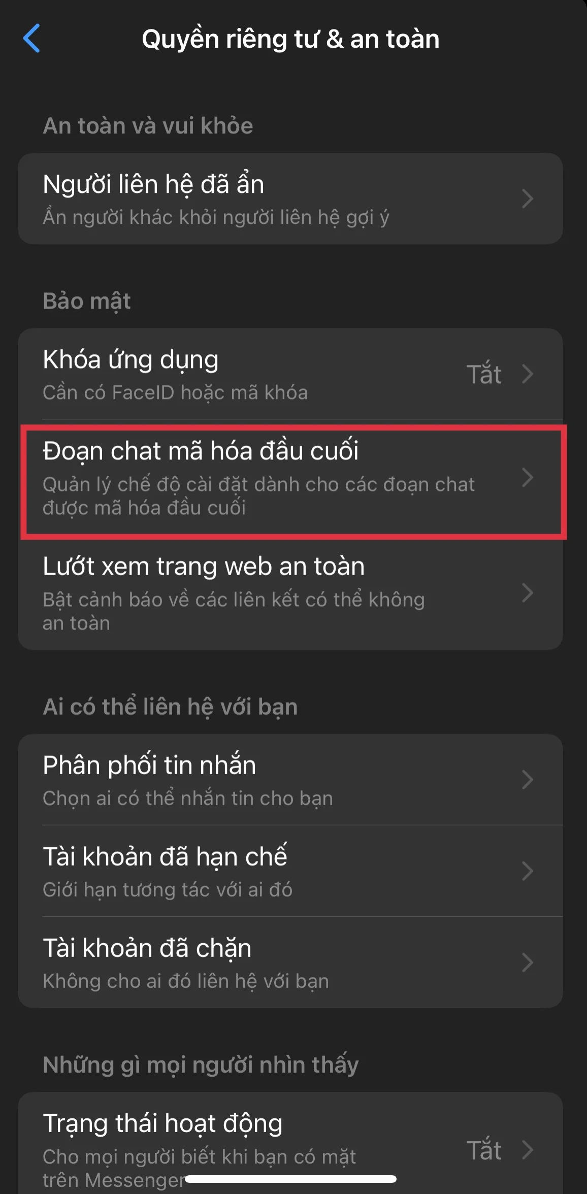 Cách tắt bộ nhớ an toàn trên Messenger cực nhanh