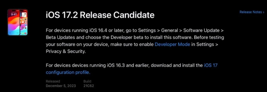 ios 17.2 rc hỗ trợ sạc không dây qi2