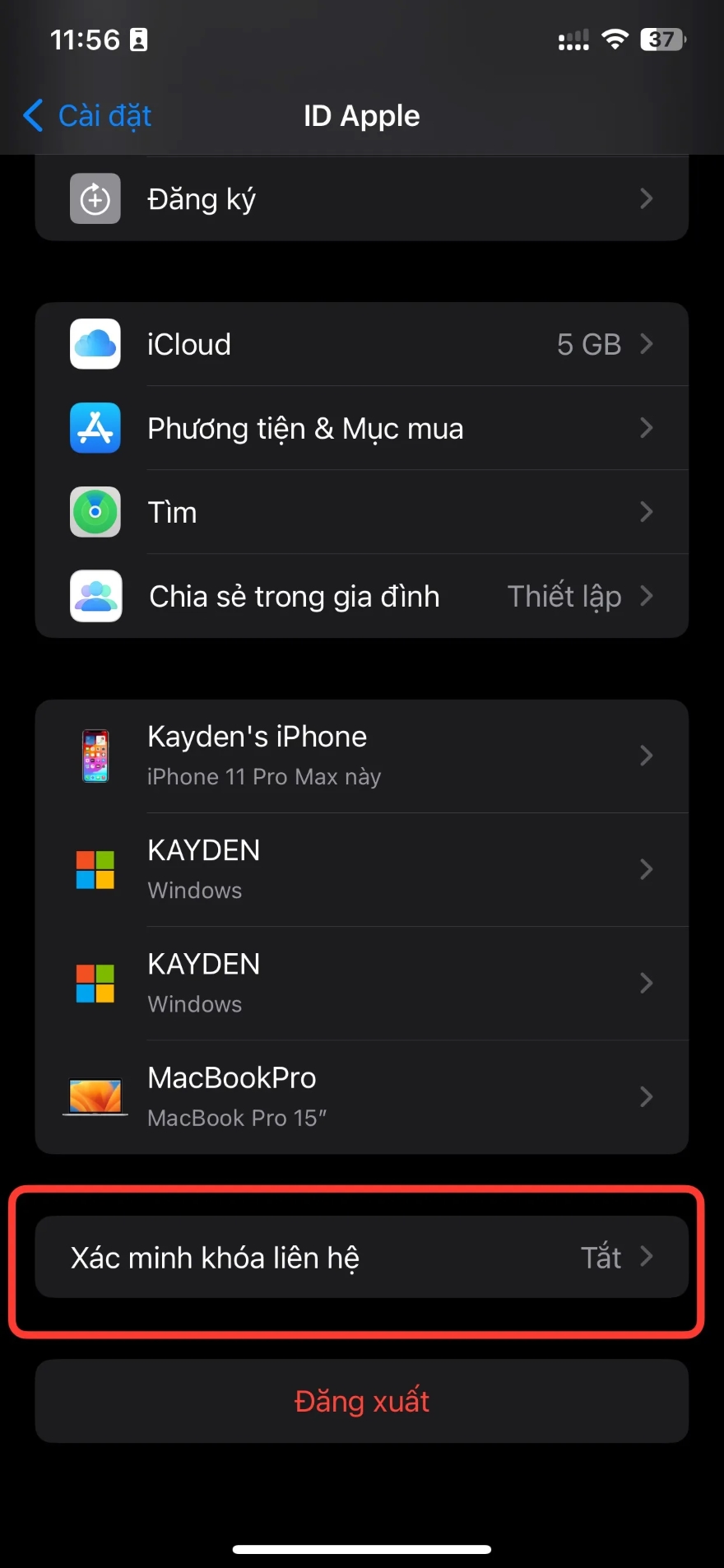 Xác minh khoá liên hệ trên iOS 17.2