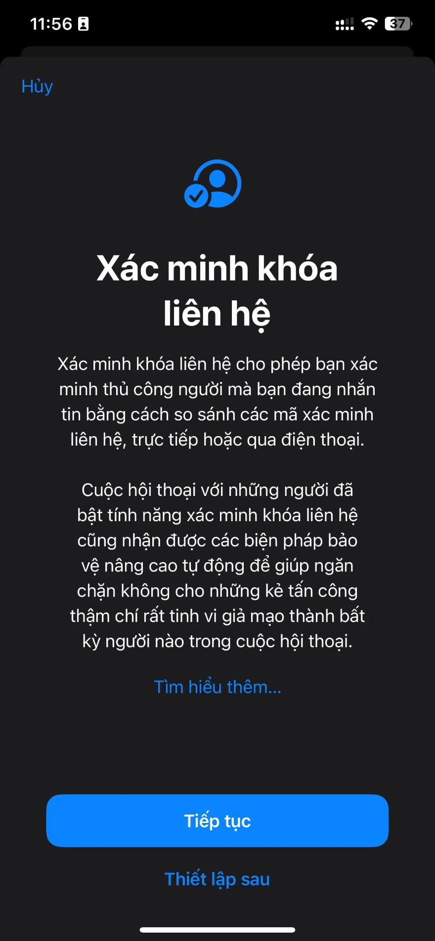 Xác minh khoá liên hệ trên iOS 17.2