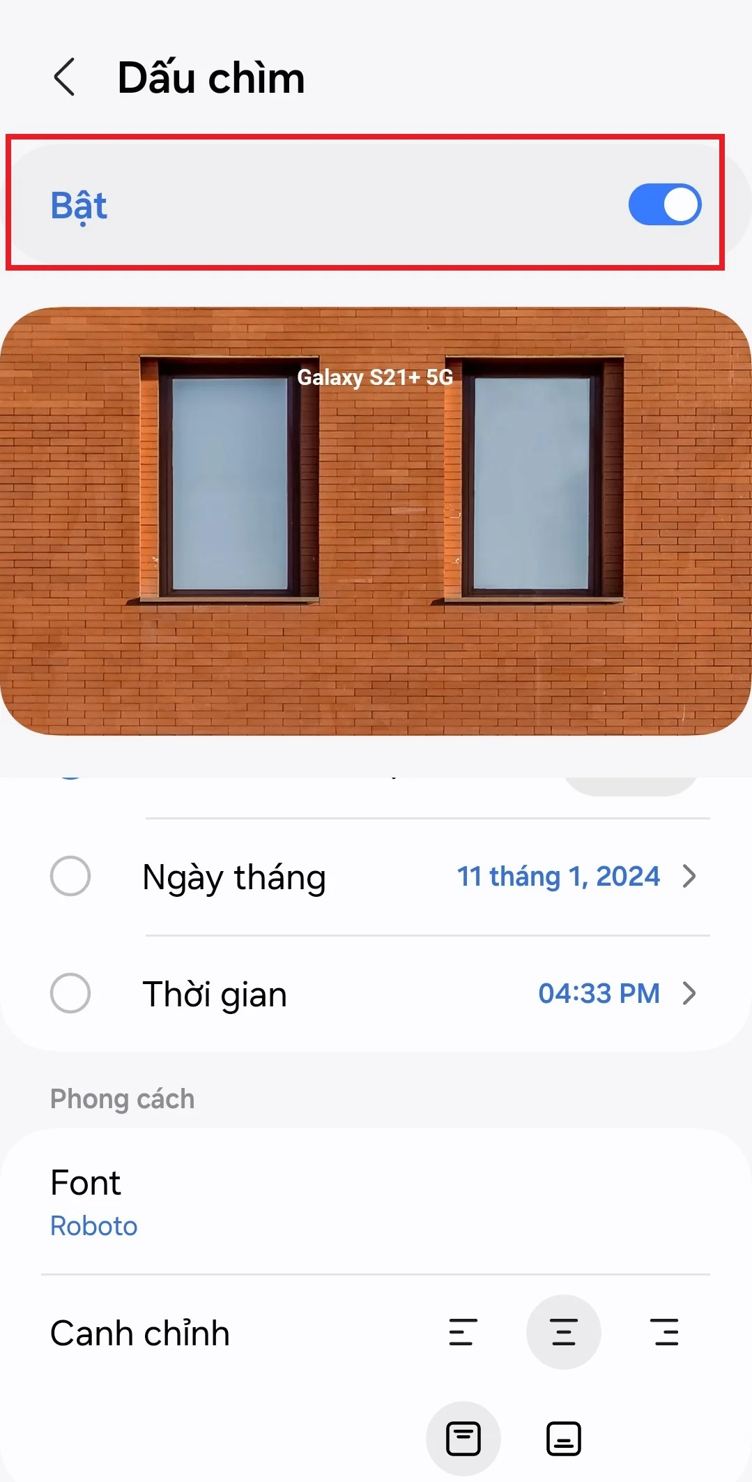 Cách chỉnh vị trí watermark cho ảnh trên One UI 6