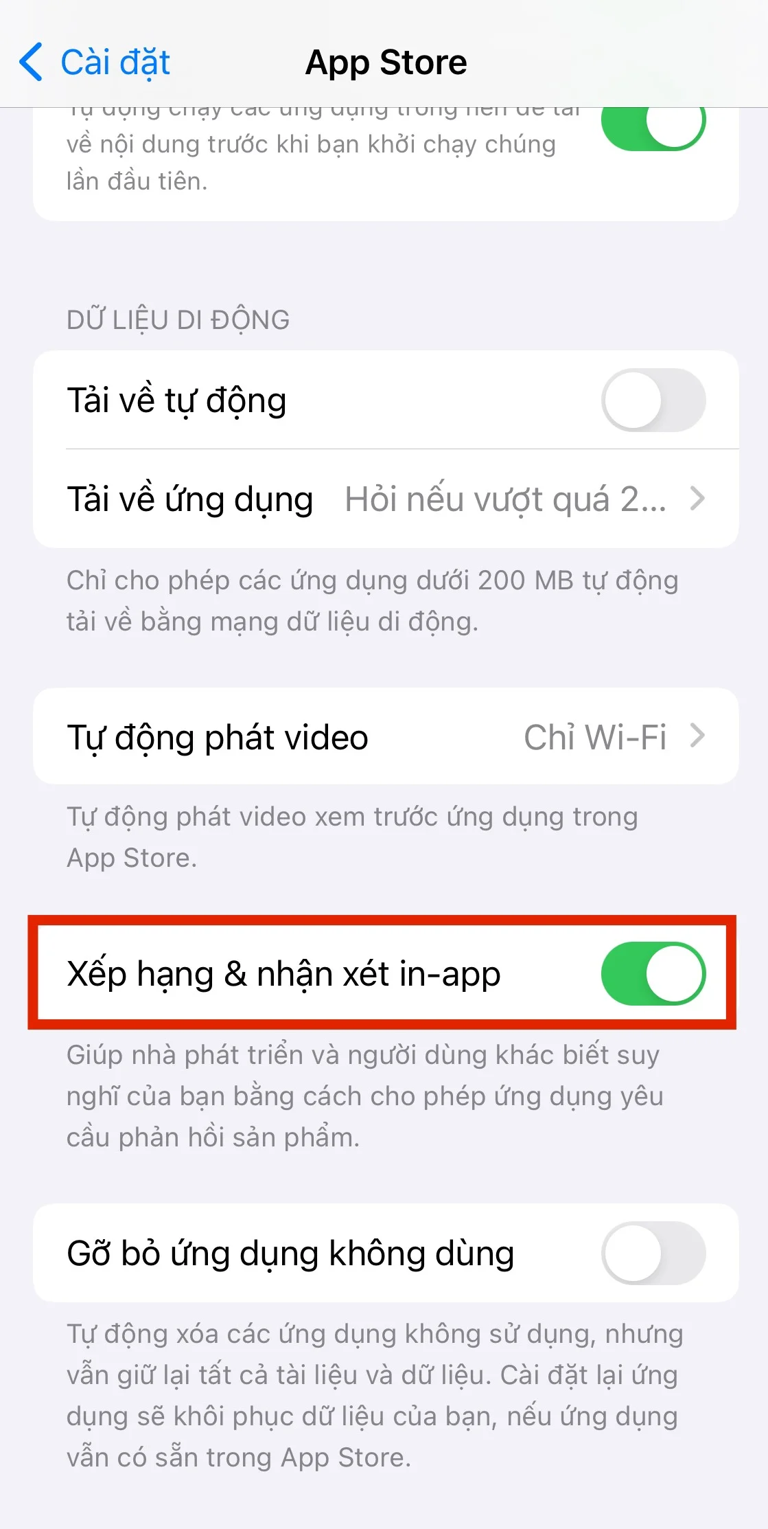 Cách tắt yêu cầu đánh giá ứng dụng trong iOS 17