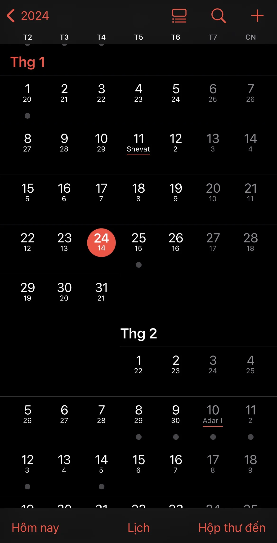 Cách xem lịch âm trên iPhone 
