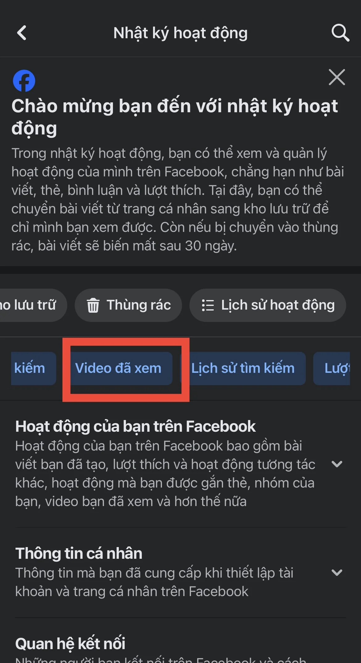 Cách xóa lịch sử video đã xem trên Facebook 