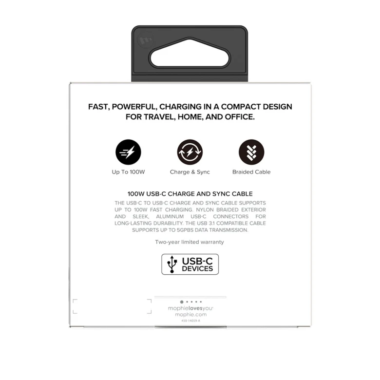 Cáp Type-C to Type-C Mophie 100W 1M