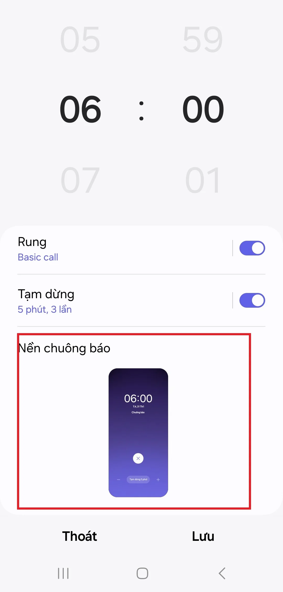 Đặt hình nền báo thức theo ý thích trên One UI 6.1