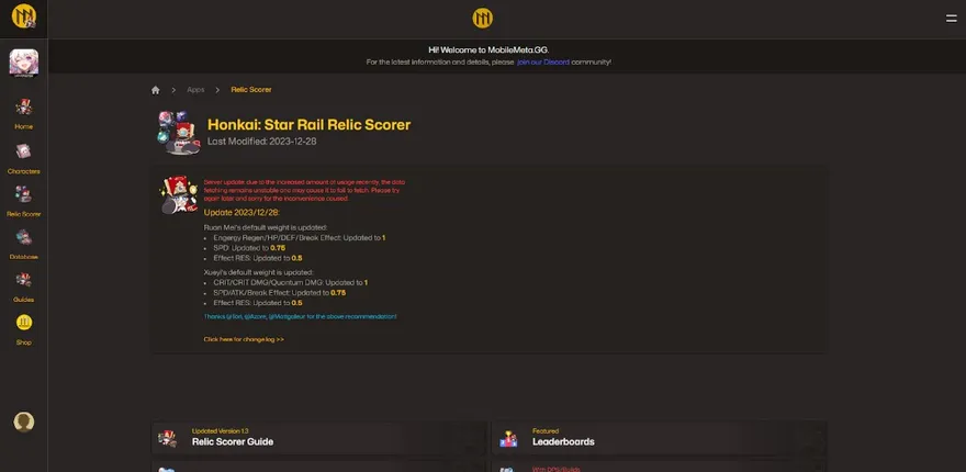 Điểm trang bị Honkai: Star Rail