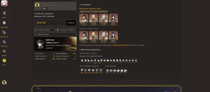 Điểm trang bị Honkai: Star Rail