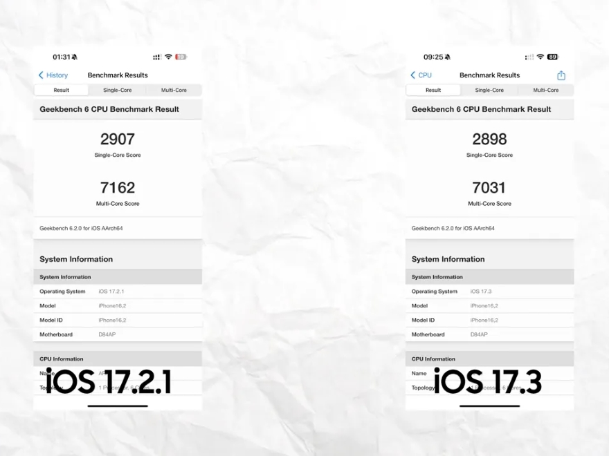 Đánh giá hiệu năng của iOS 17.3
