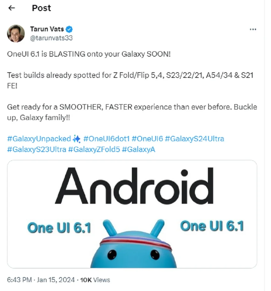 One UI 6.1 chạy thử nghiệm trên các dòng Galaxy cũ