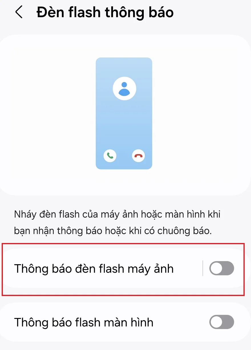 One UI 6 cài thông báo đèn flash