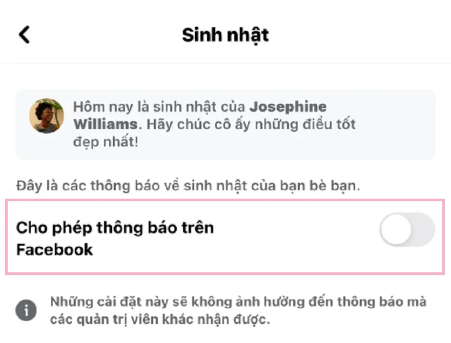 tắt thông báo sinh nhật trên facebook