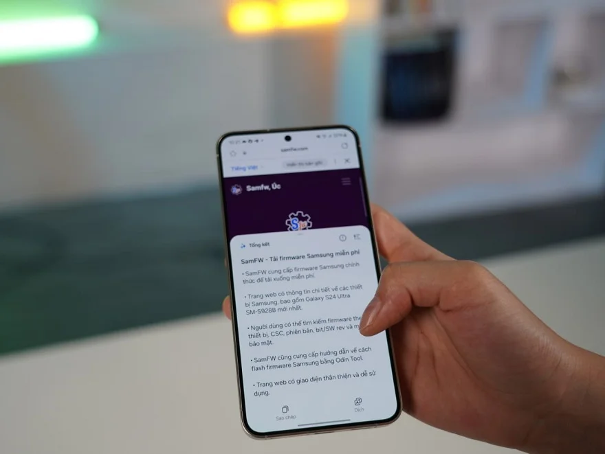 Tóm tắt nội dung web với Galaxy S24 Series