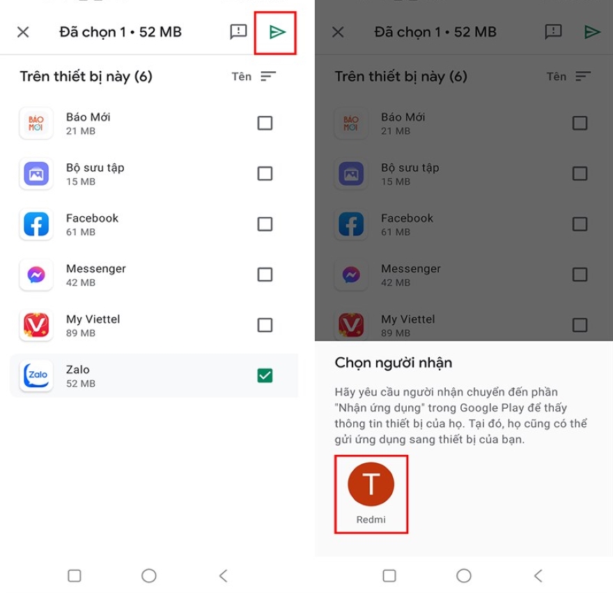 Cách chia sẻ ứng dụng giữa hai điện thoại Android