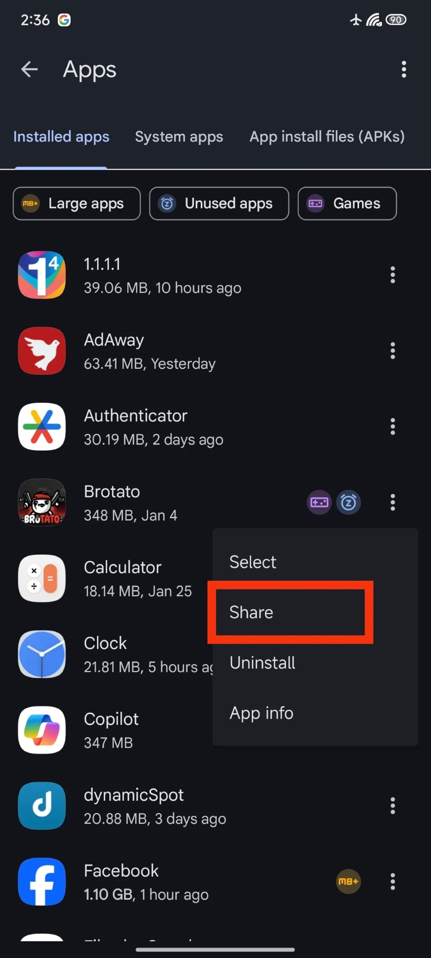 Cách chia sẻ ứng dụng giữa hai điện thoại Android