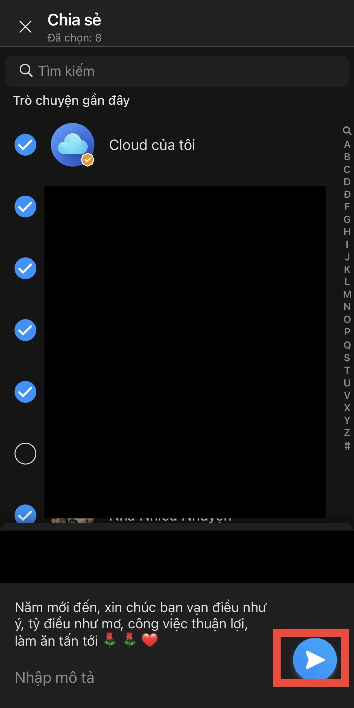Cách gửi lời chúc Tết hàng loạt cho người thân bằng ứng dụng Zalo