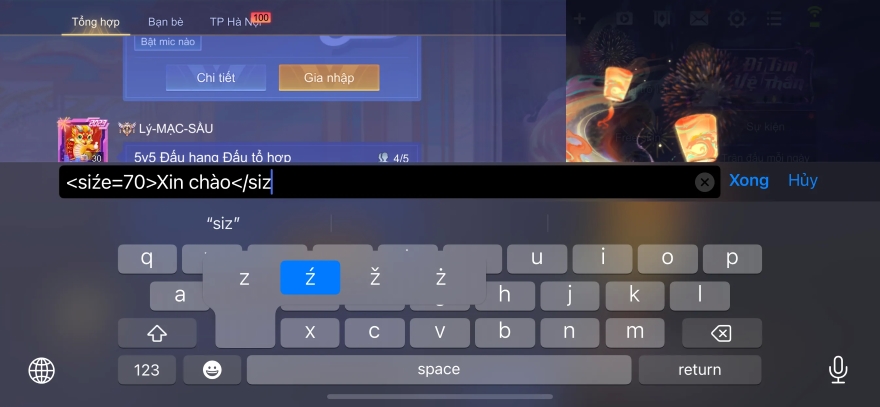 Cách viết chữ siêu to trong Liên Quân