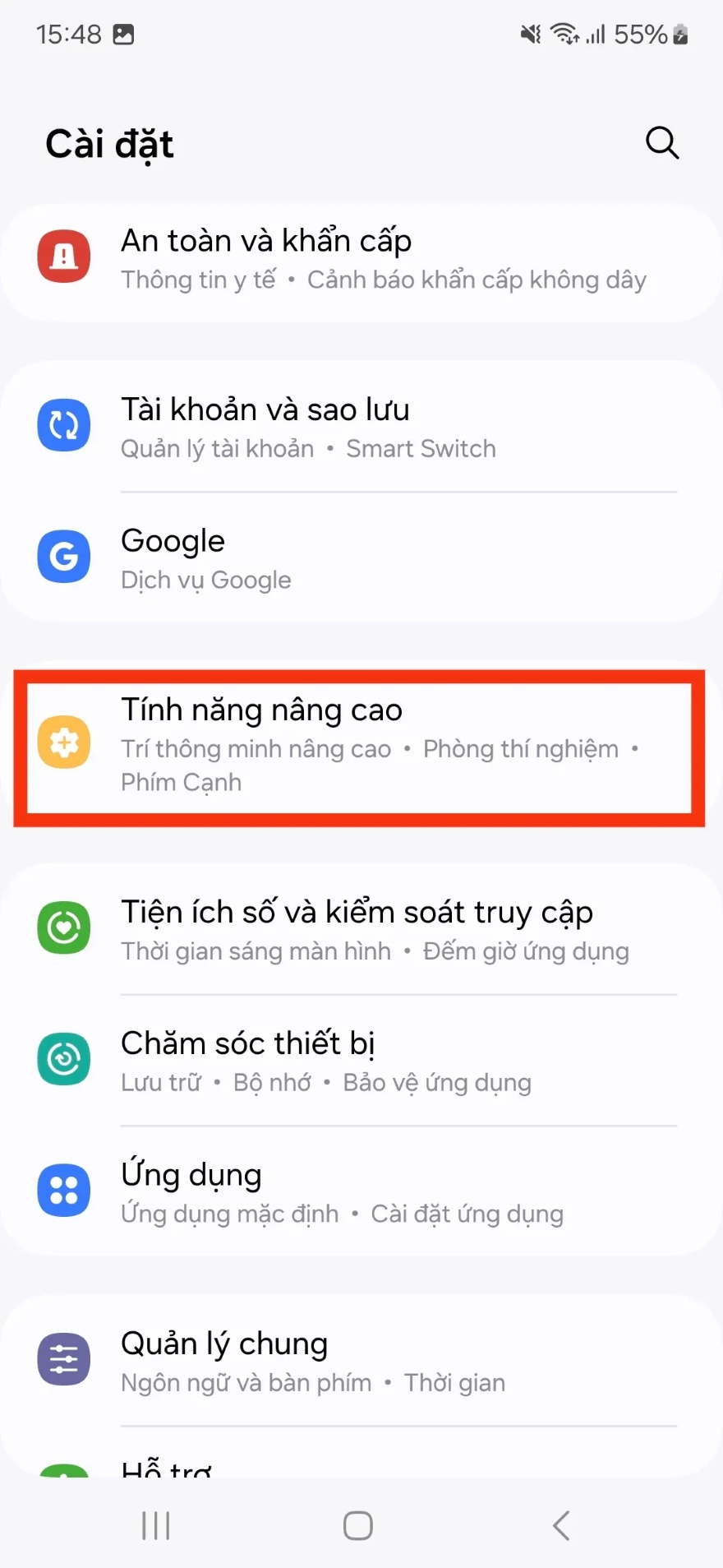 chụp ảnh màn hình trên Galaxy mà không cần nút bấm