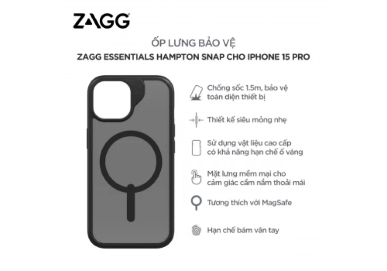 Ốp lưng Magsafe iPhone 15 Pro ZAGG ESNTL Hampton