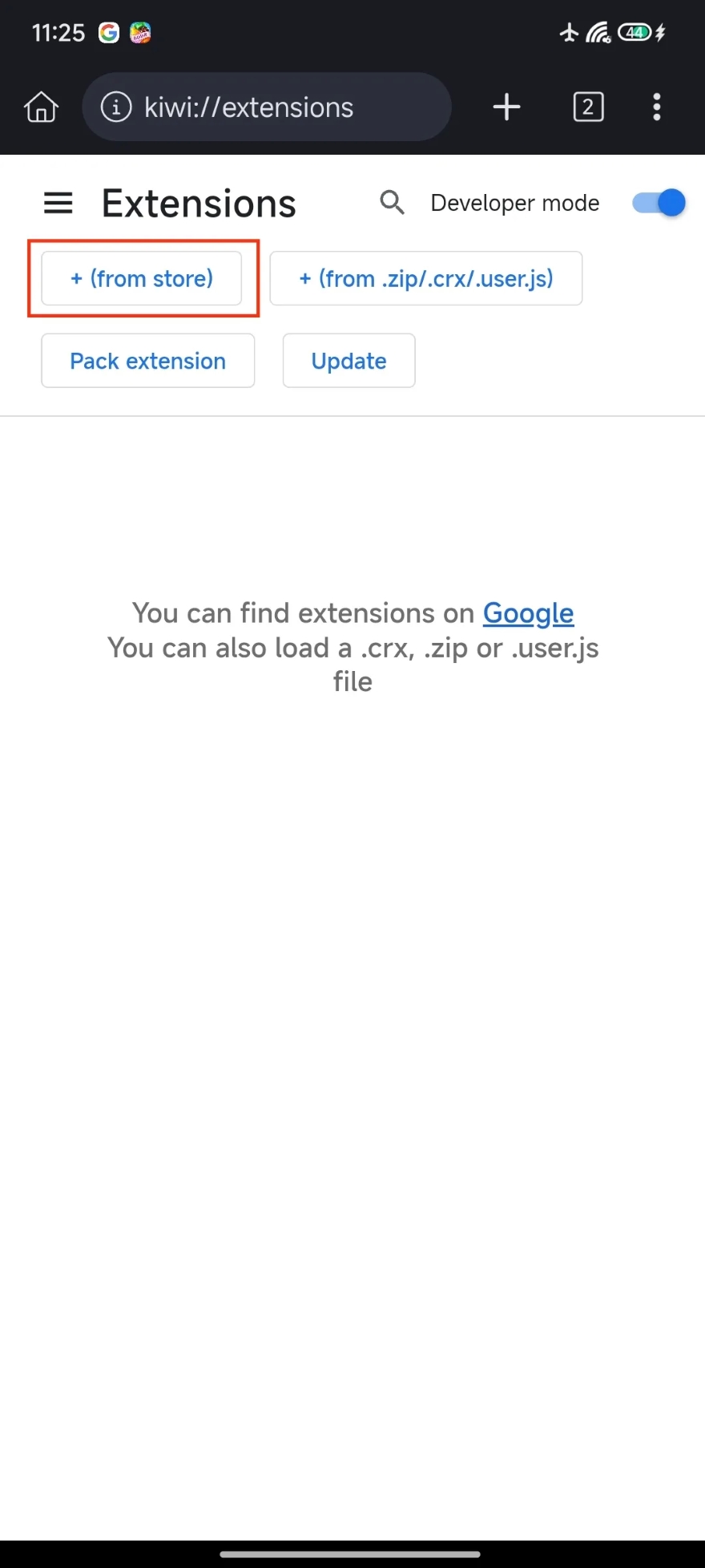 sử dụng tiện ích mở rộng Chrome trên trình duyệt Android